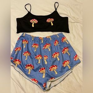 Shorts & Tank Pajama Set w/ mushrooms- Size 1XL